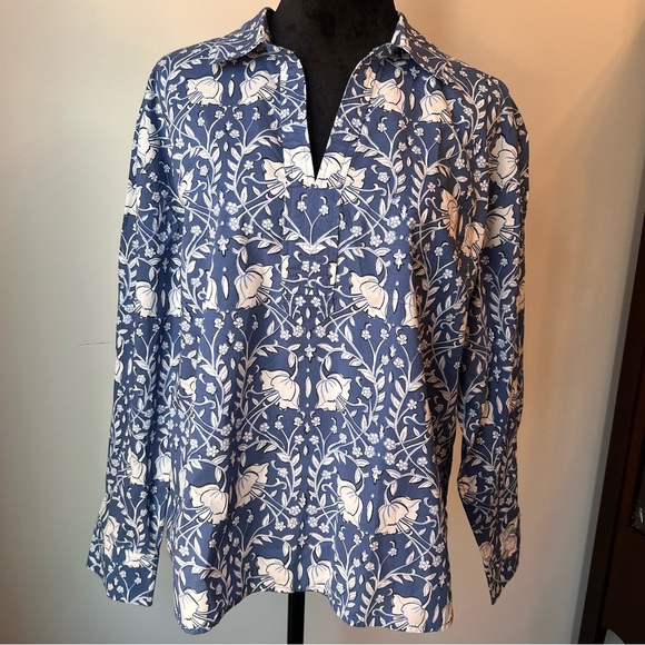 Talbots Tops - NWOT Talbots Blue and White Floral Blouse